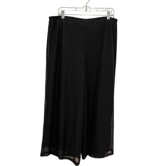 Xscape by Joanna Chen Black Sheer Overlay Wide-Leg Pants Women's Size XL - Picture 1 of 9